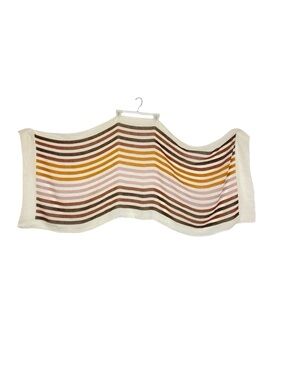 Altea Striped Scarf Large Wrap Shawl Unisex Linen Cotton Lightweight Cream Brown